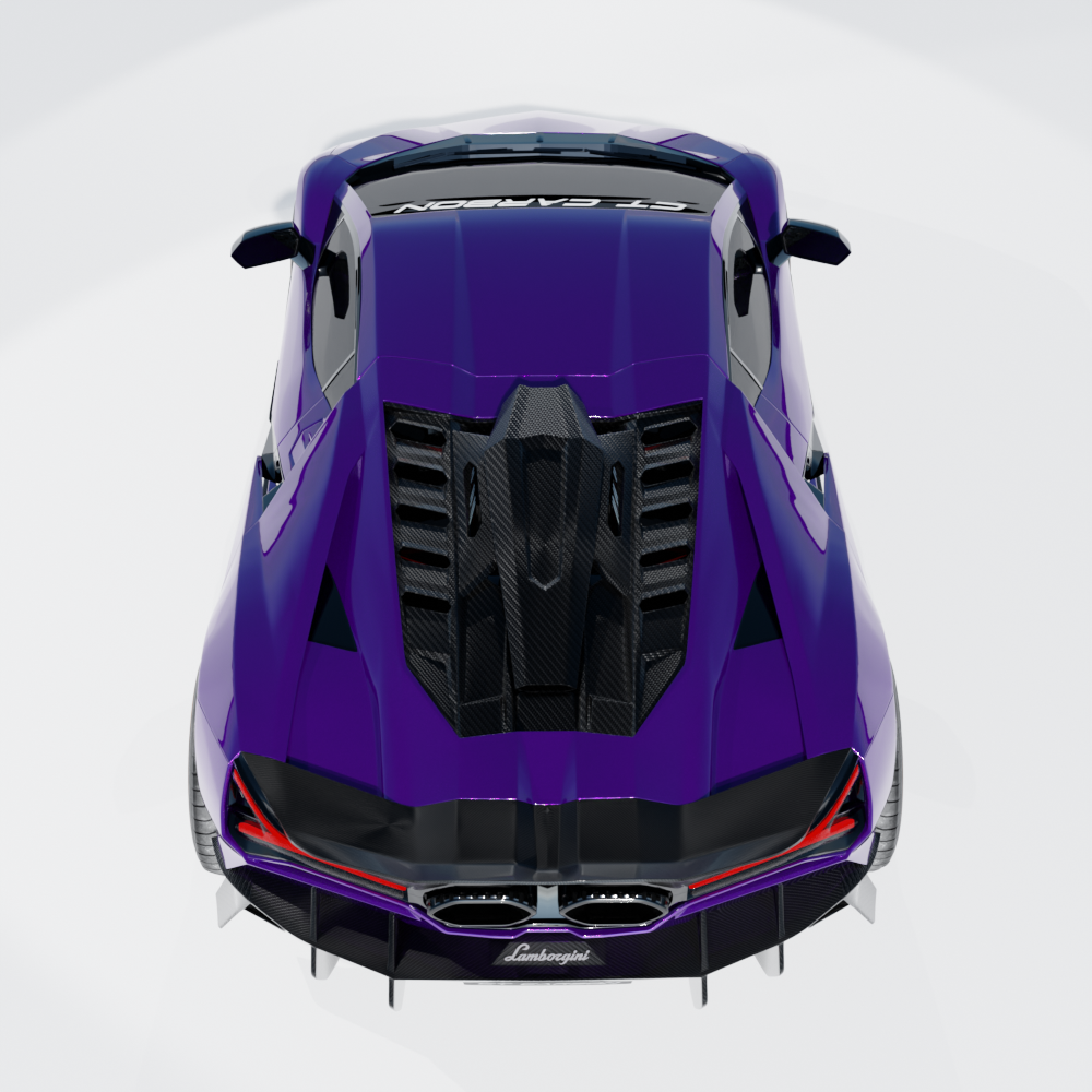 CT CARBON LAMBORGHINI REVUELTO MATTE CARBON FIBRE ENGINE COVER & ROOF SCOOP - CT DESIGN | NO HOMOLOGATION
