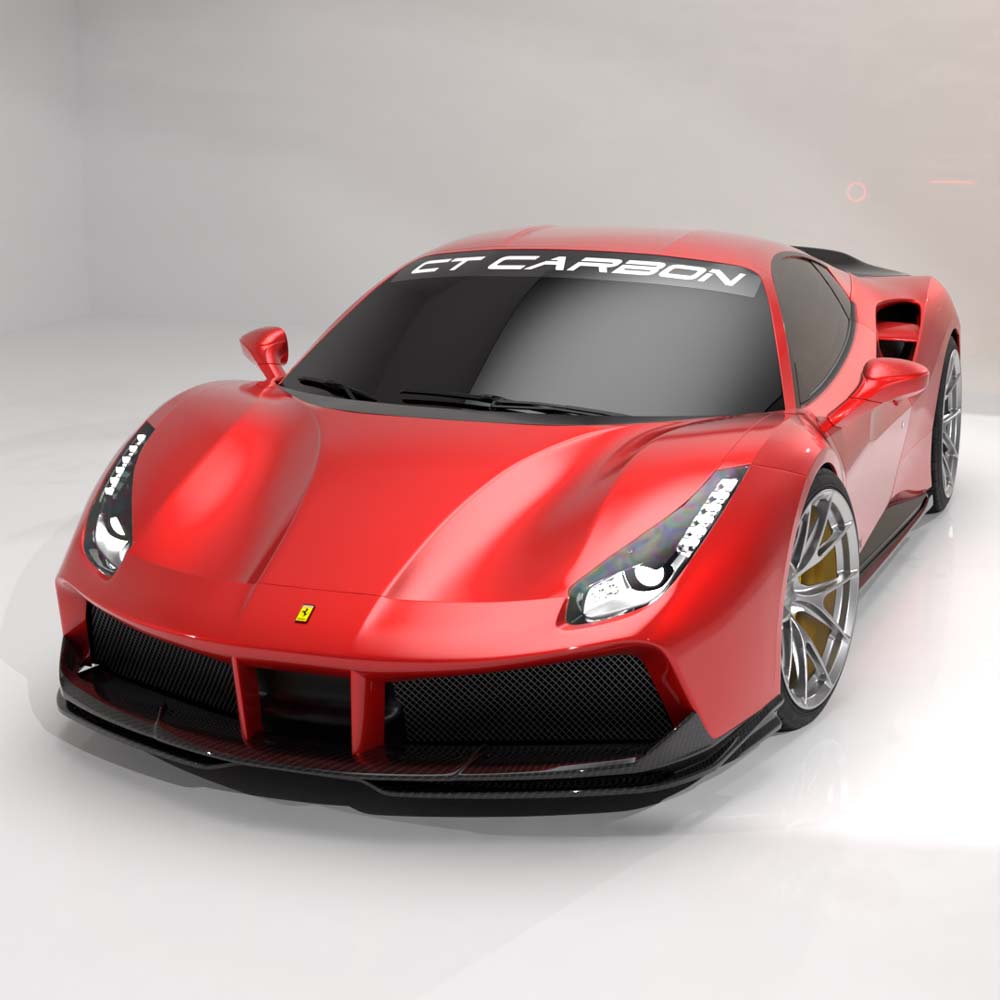 CT CARBON FERRARI 488 GTB COUPE & SPIDER CARBON FIBRE SPLITTER - CT DESIGN | HOMOLOGATION IN PROCESS