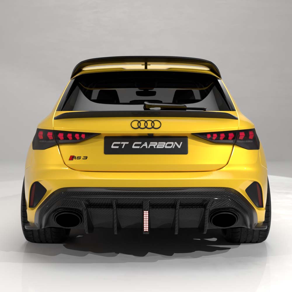 CT CARBON AUDI RS3 8Y 2025+ FACELIFT SPORTBACK CARBON FIBRE DIFFUSER WITH LED LIGHT - V2 - CT DESIGN | SWISS HOMOLOGATED