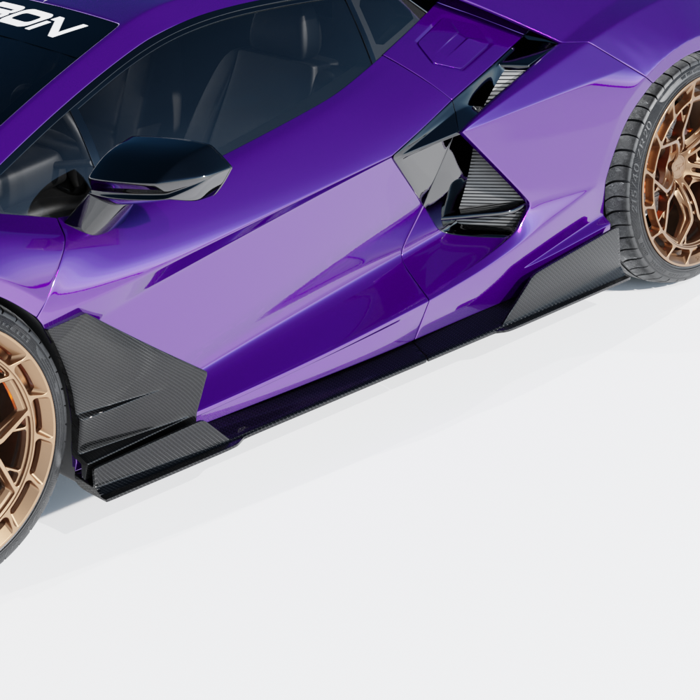 CT CARBON LAMBORGHINI REVUELTO MATTE CARBON FIBRE SIDE SKIRTS - CT DESIGN | SWISS HOMOLOGATED