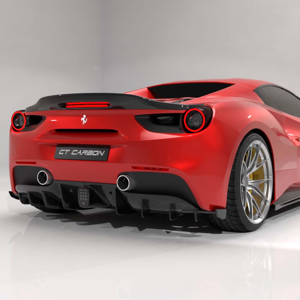 CT CARBON FERRARI 488 GTB COUPE & SPIDER CARBON FIBRE DIFFUSER - CT DESIGN | SWISS HOMOLOGATED