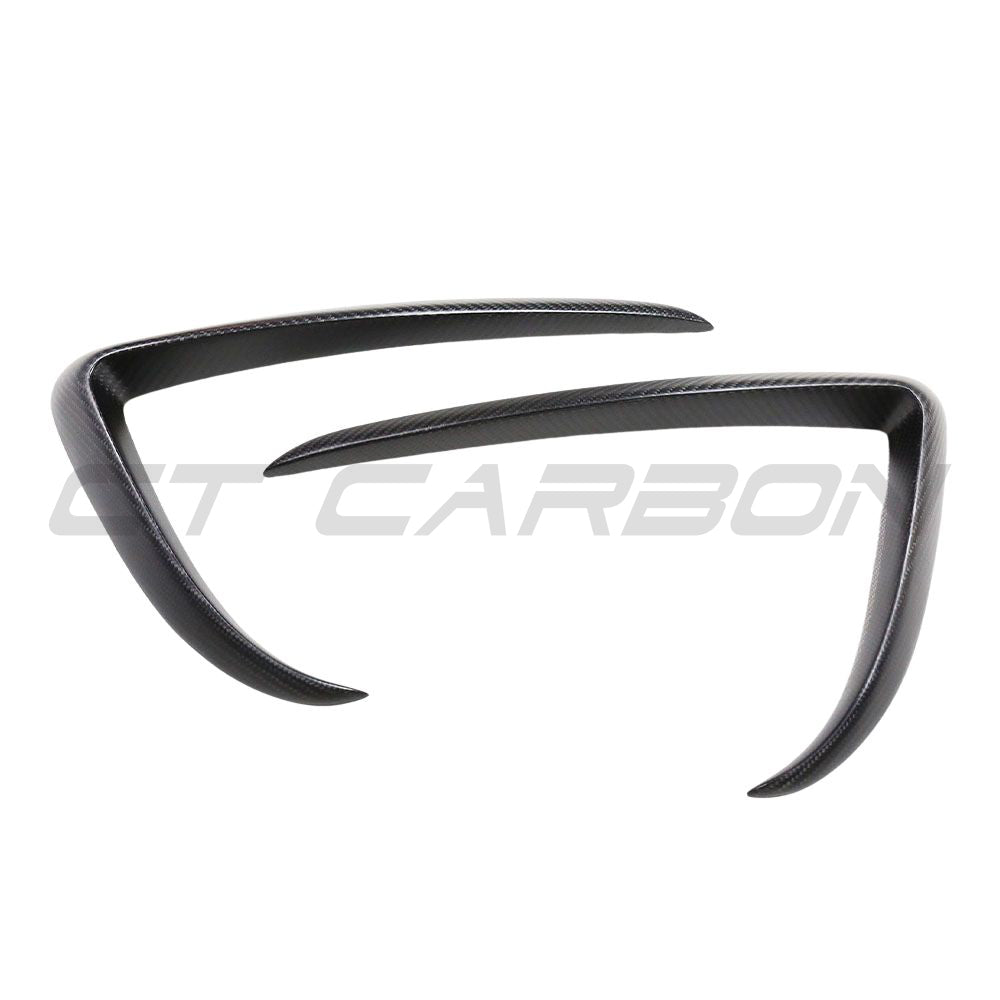 CT CARBON TESLA MODEL 3 2017-2023 MATTE CARBON FIBRE FRONT BUMPER CANARDS | HOMOLOGATION IN PROCESS