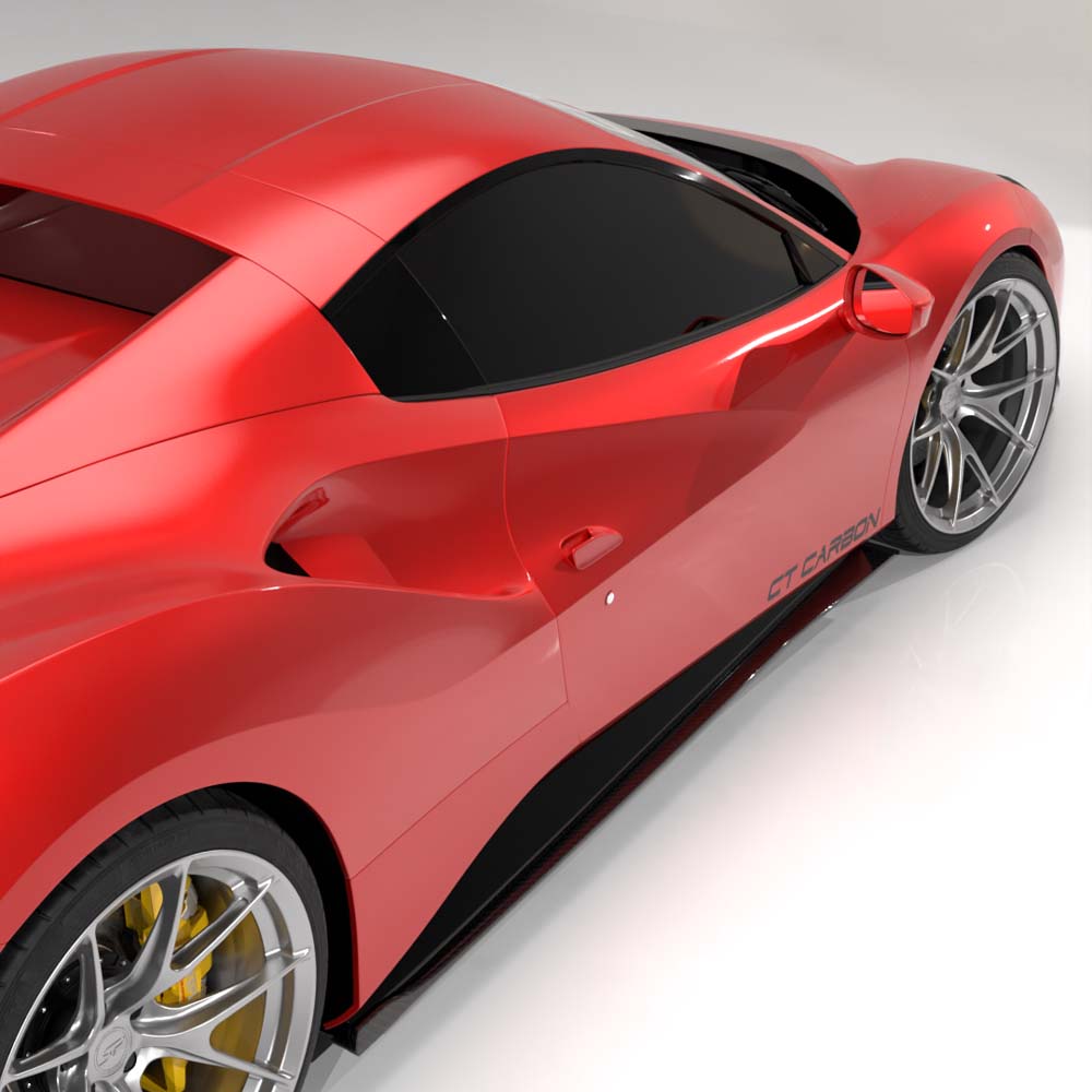 CT CARBON FERRARI 488 GTB COUPE & SPIDER CARBON FIBRE SIDE SKIRTS - CT DESIGN | SWISS HOMOLOGATED