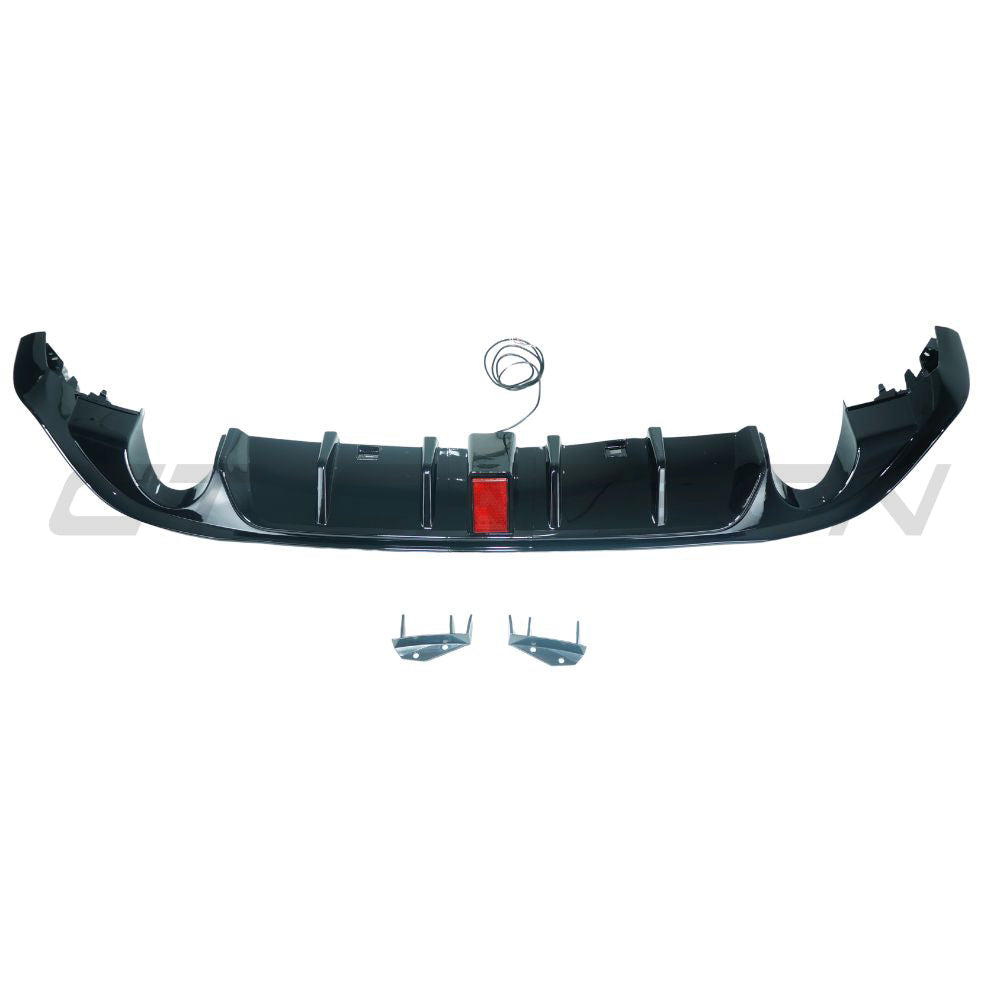 CT CARBON VOLKSWAGEN GOLF GTI/GTD MK7/7.5 2017-2020 GLOSS BLACK DIFFUSER WITH LED LIGHT | SWISS HOMOLOGATED