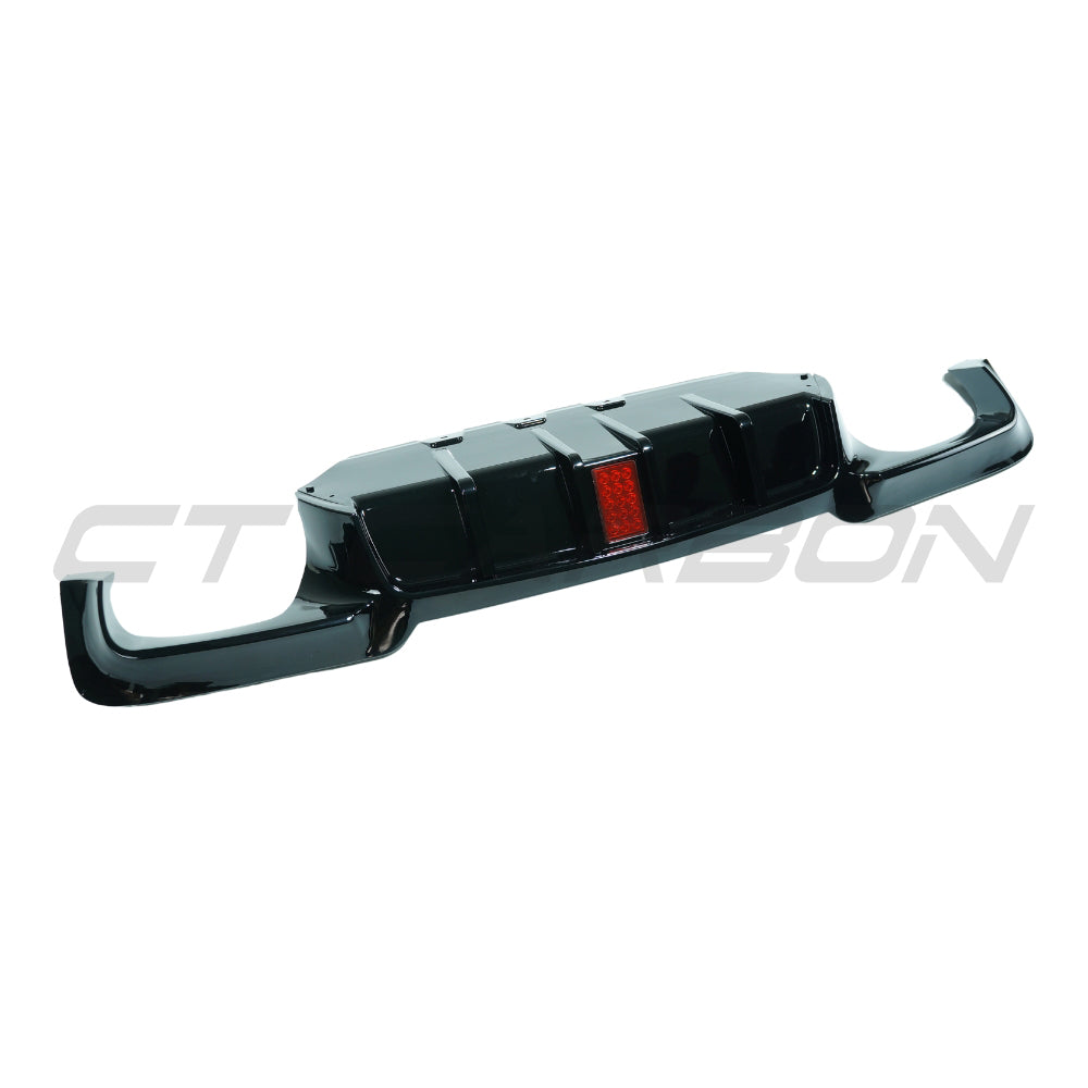 CT CARBON BMW 5 SERIES F10/F11 2011-2017 GLOSS BLACK DIFFUSER - QUAD TIP & LED | SWISS HOMOLOGATED
