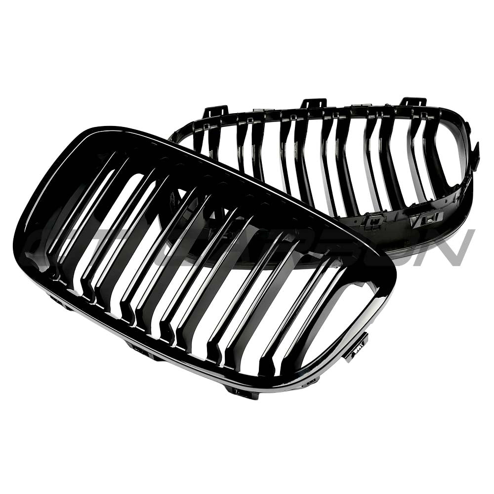 CT CARBON BMW F20 1 SERIES 2011-2019 GLOSS BLACK GRILL DUAL SLATS - V1 | SWISS HOMOLOGATED