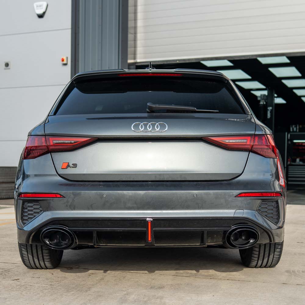 CT CARBON AUDI S3/A3 8Y S-LINE GLOSS BLACK DIFFUSER WITH TIPS & LED LIGHT | SWISS HOMOLOGATED