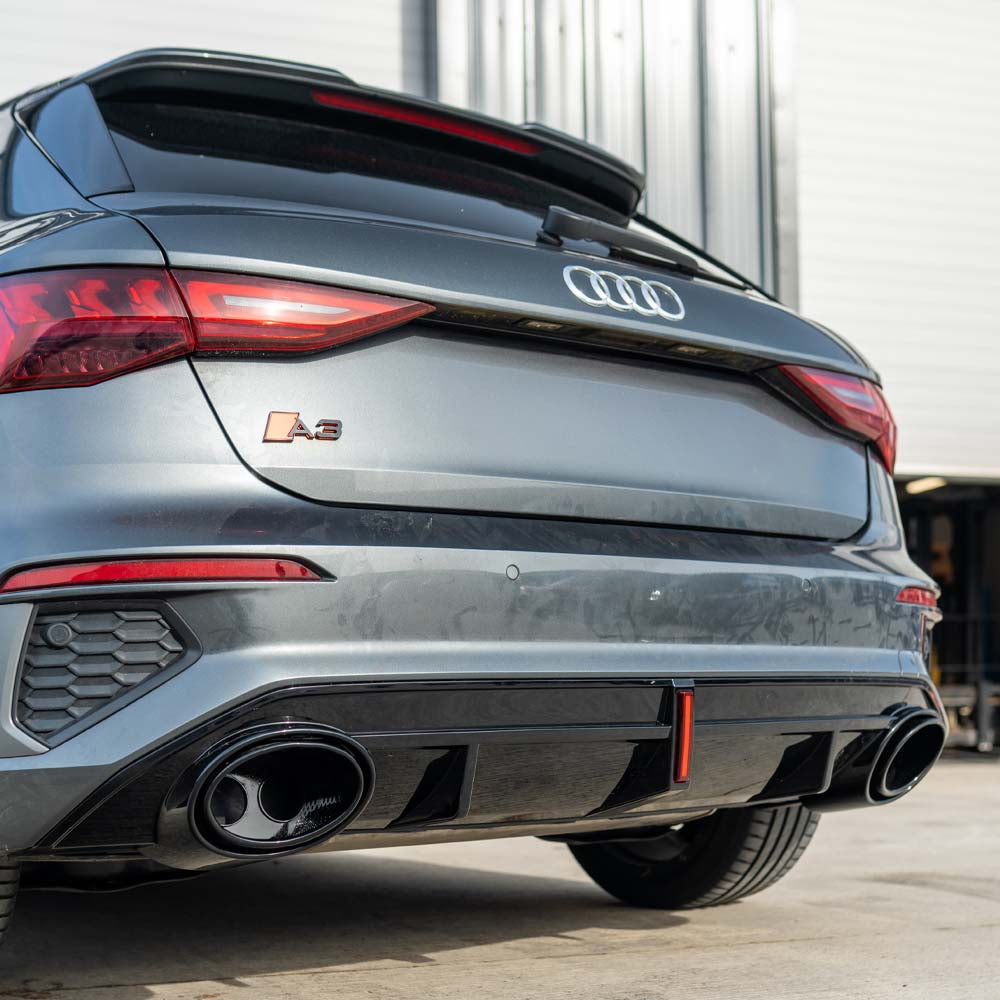 CT CARBON AUDI S3/A3 8Y S-LINE GLOSS BLACK DIFFUSER WITH TIPS & LED LIGHT | SWISS HOMOLOGATED