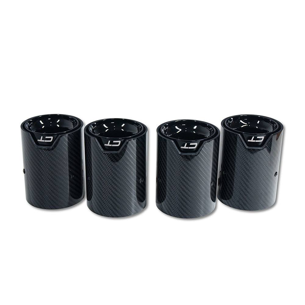 CT CARBON BMW M2/M3/M4/M5 F10/F80/F82/F83/F87 CARBON FIBRE EXHAUST TIPS - BLACK X4 | SWISS HOMOLOGATED