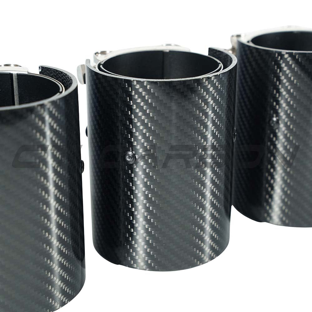 CT CARBON BMW M2/M3/M4/M5 F10/F80/F82/F83/F87 CARBON FIBRE EXHAUST TIPS - BLACK X4 | SWISS HOMOLOGATED
