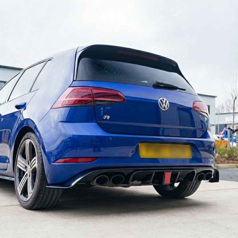 CT CARBON VOLKSWAGEN GOLF R MK7.5 2017-2020 GLOSS BLACK DIFFUSER WITH LED LIGHT | SWISS HOMOLOGATED