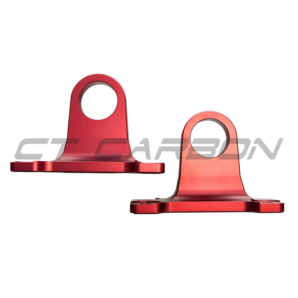 CT CARBON LAND ROVER DEFENDER L663 90/110/130 RED ALUMINIUM TOW HOOKS | NO HOMOLOGATION