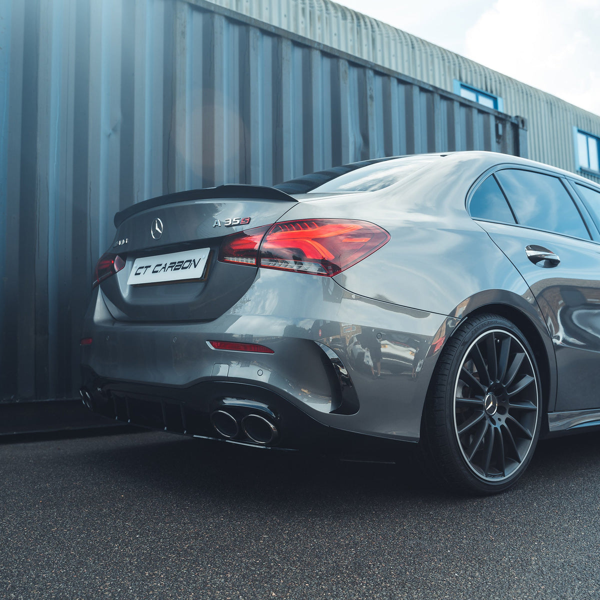 CT CARBON MERCEDES A-CLASS A35 V177 GLOSS BLACK REAR BUMPER CORNERS | SWISS HOMOLOGATED