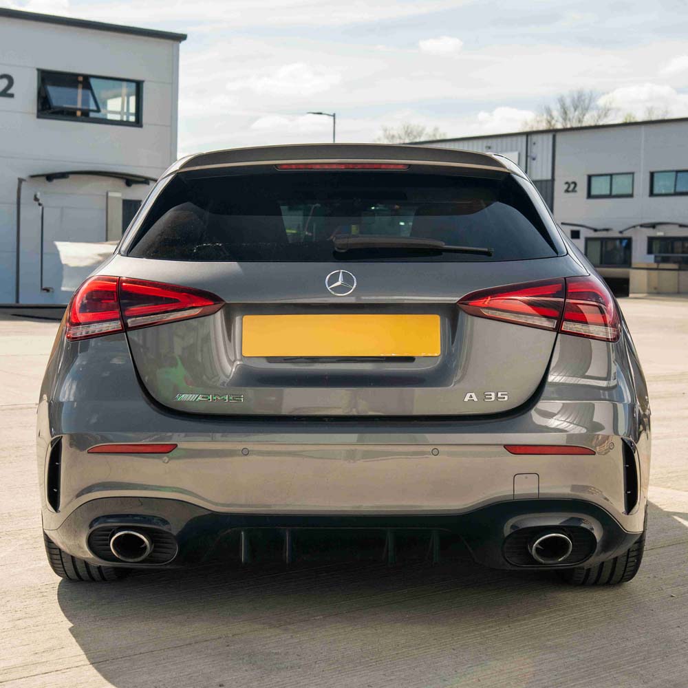 CT CARBON MERCEDES A-CLASS A35 W177 2018+ GLOSS BLACK REAR BUMPER CORNERS | SWISS HOMOLOGATED