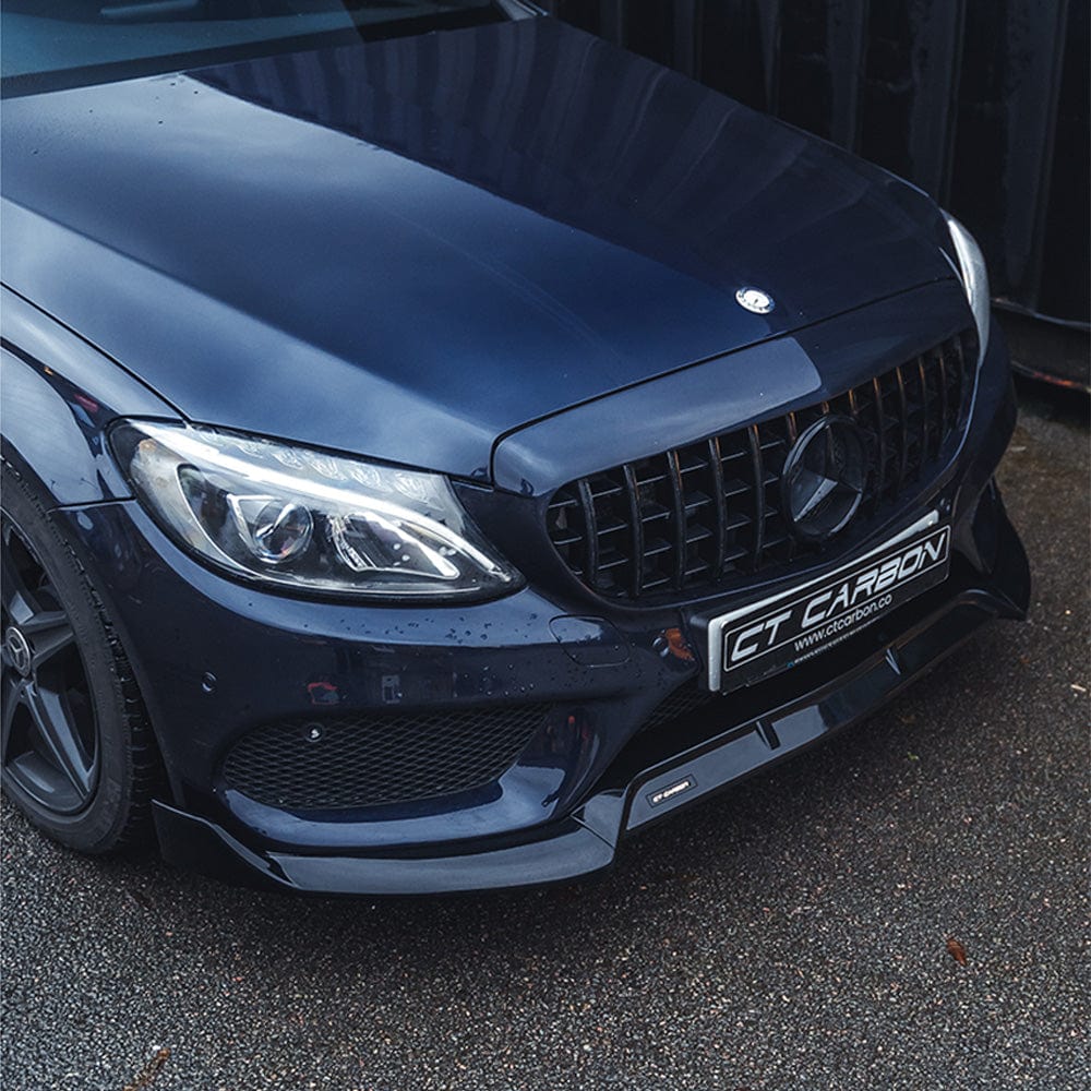 CT CARBON MERCEDES C43 & C CLASS W205 2014-2018 PRE-FACELIFT GLOSS BLACK SPLITTER - V1 | HOMOLOGATION IN PROCESS