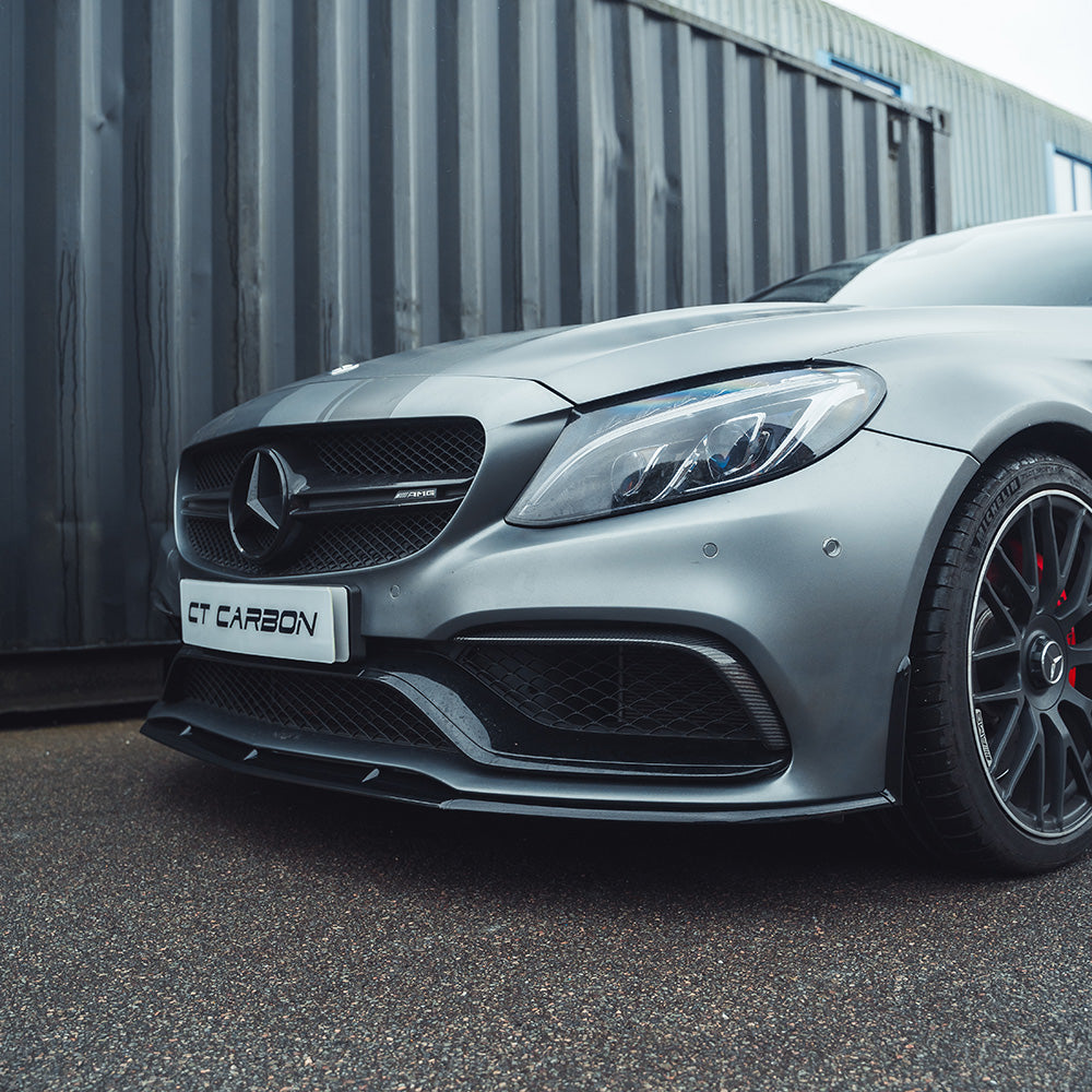 CT CARBON MERCEDES W205 C63 COUPE 2015-2018 GLOSS BLACK SPLITTER - V1 | HOMOLOGATION IN PROCESS