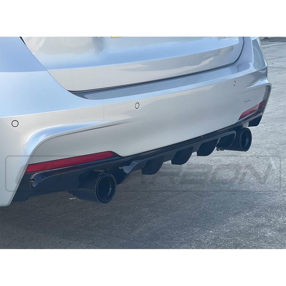 CT CARBON BMW 3 SERIES F30/F31 GLOSS BLACK DUAL EXHAUST DIFFUSER - MP STYLE | SWISS HOMOLOGATED