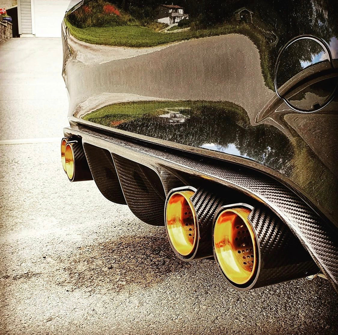 EXHAUST TIPS STAINLESS/CARBON 4PCS/SET F8X GOLD | SWISS HOMOLOGATED