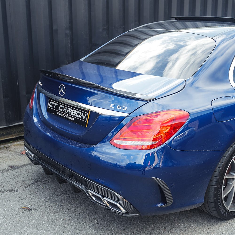CT CARBON MERCEDES W205 C63 & C43 SALOON REAR BUMPER CARBON FIBRE CANARDS | SWISS HOMOLOGATED