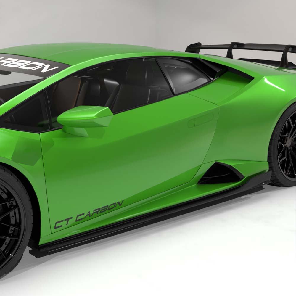 CT CARBON LAMBORGHINI HURACAN EVO 2019-2023 CARBON FIBRE SIDE SKIRTS - CT DESIGN | SWISS HOMOLOGATED