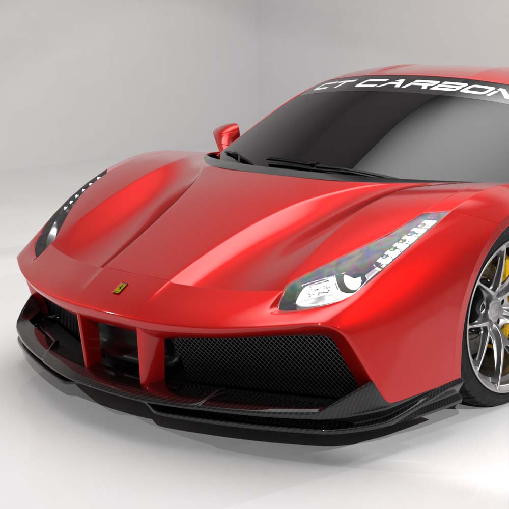 CT CARBON FERRARI 488 GTB COUPE & SPIDER CARBON FIBRE SPLITTER - CT DESIGN | HOMOLOGATION IN PROCESS