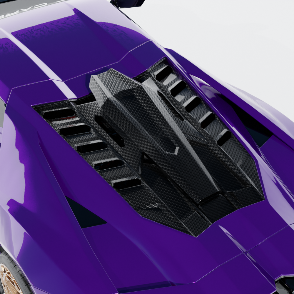 CT CARBON LAMBORGHINI REVUELTO MATTE CARBON FIBRE ENGINE COVER & ROOF SCOOP - CT DESIGN | NO HOMOLOGATION