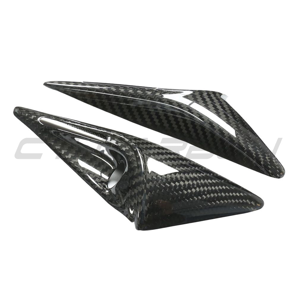 CT CARBON TESLA MODEL S 2021+ FACELIFT CARBON FIBRE SIDE CAMERA COVER ADD ON | SWISS HOMOLOGATED