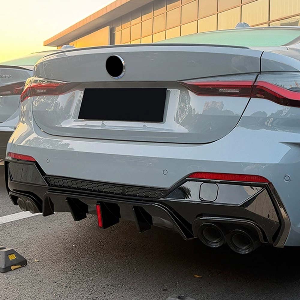 CT CARBON BMW G22/G23 4 SERIES 2020+ GLOSS BLACK QUAD EXHAUST DIFFUSER WITH LED | SWISS HOMOLOGATED