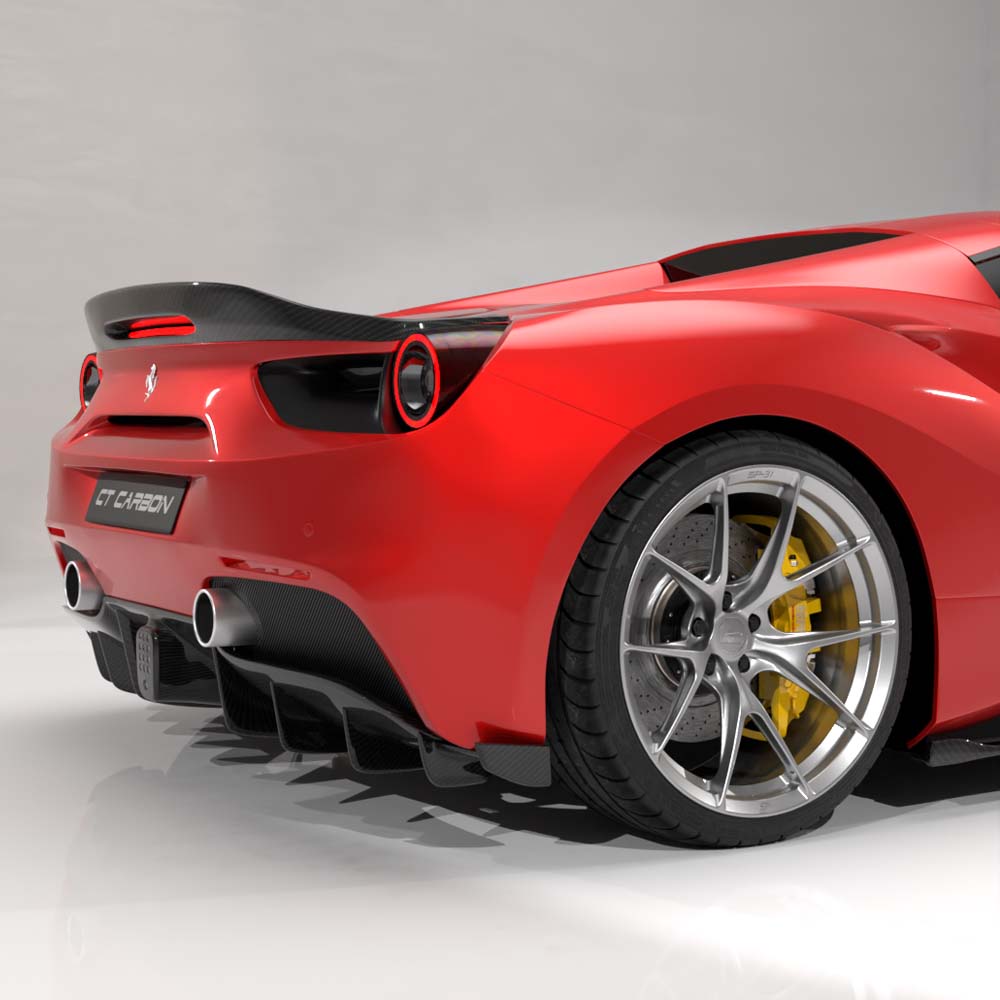 CT CARBON FERRARI 488 GTB COUPE & SPIDER CARBON FIBRE DIFFUSER - CT DESIGN | SWISS HOMOLOGATED