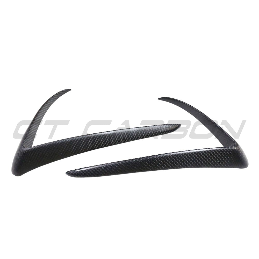 CT CARBON TESLA MODEL 3 2017-2023 MATTE CARBON FIBRE FRONT BUMPER CANARDS | HOMOLOGATION IN PROCESS