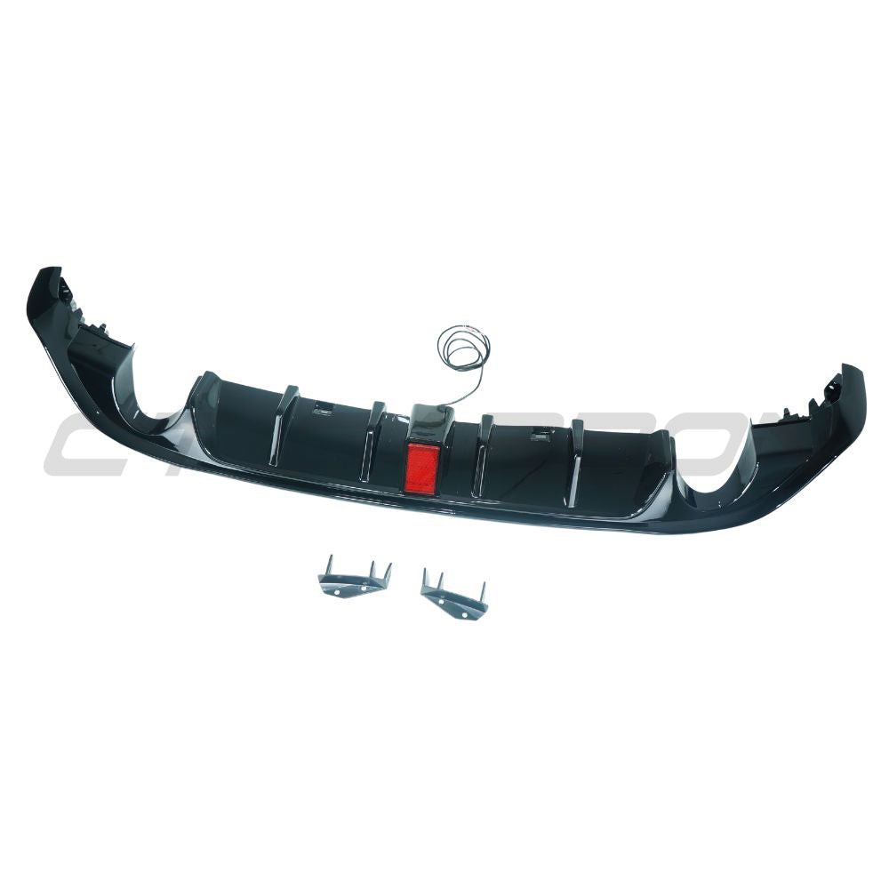 CT CARBON VOLKSWAGEN GOLF GTI/GTD MK7/7.5 2017-2020 GLOSS BLACK DIFFUSER WITH LED LIGHT | SWISS HOMOLOGATED
