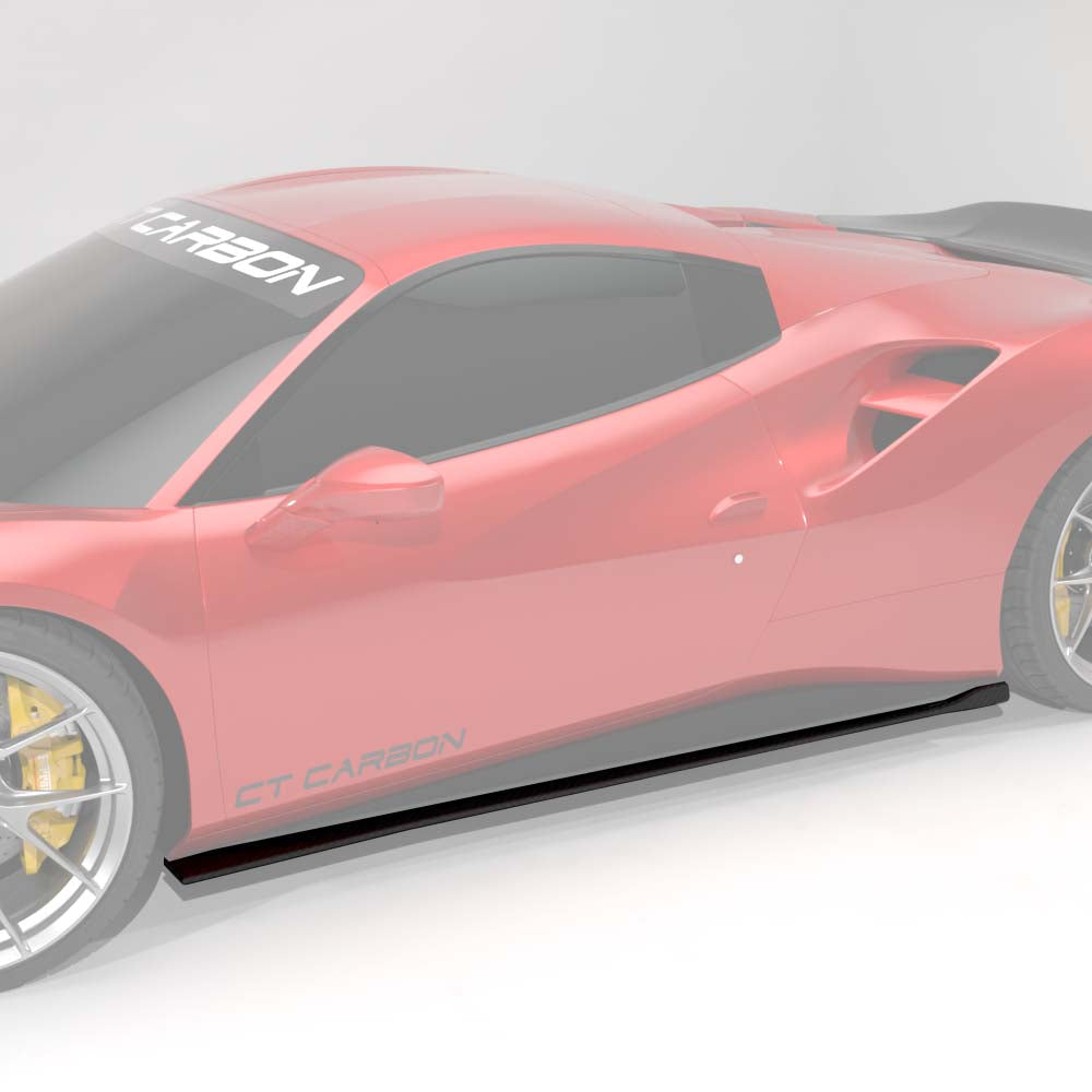 CT CARBON FERRARI 488 GTB COUPE & SPIDER CARBON FIBRE SIDE SKIRTS - CT DESIGN | SWISS HOMOLOGATED