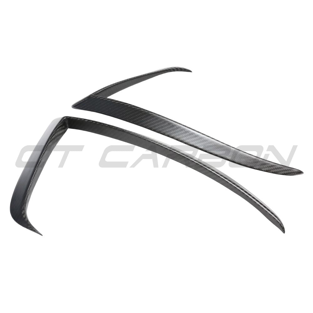 CT CARBON TESLA MODEL 3 2017-2023 CARBON FIBRE FRONT BUMPER CANARDS | HOMOLOGATION IN PROCESS