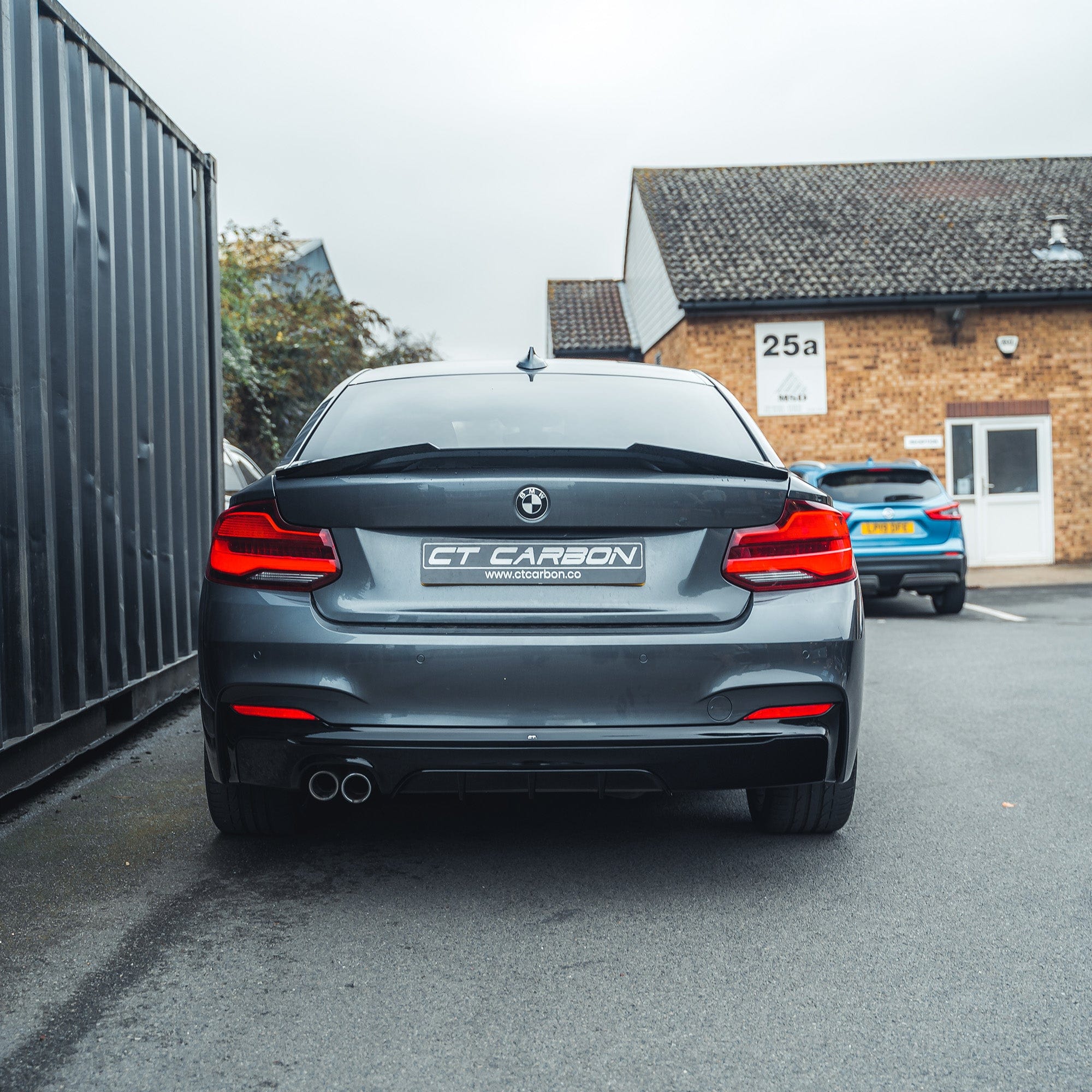 CT CARBON BMW 2 SERIES F22/F23 GLOSS BLACK TWIN EXHAUST DIFFUSER - MP STYLE | SWISS HOMOLOGATED