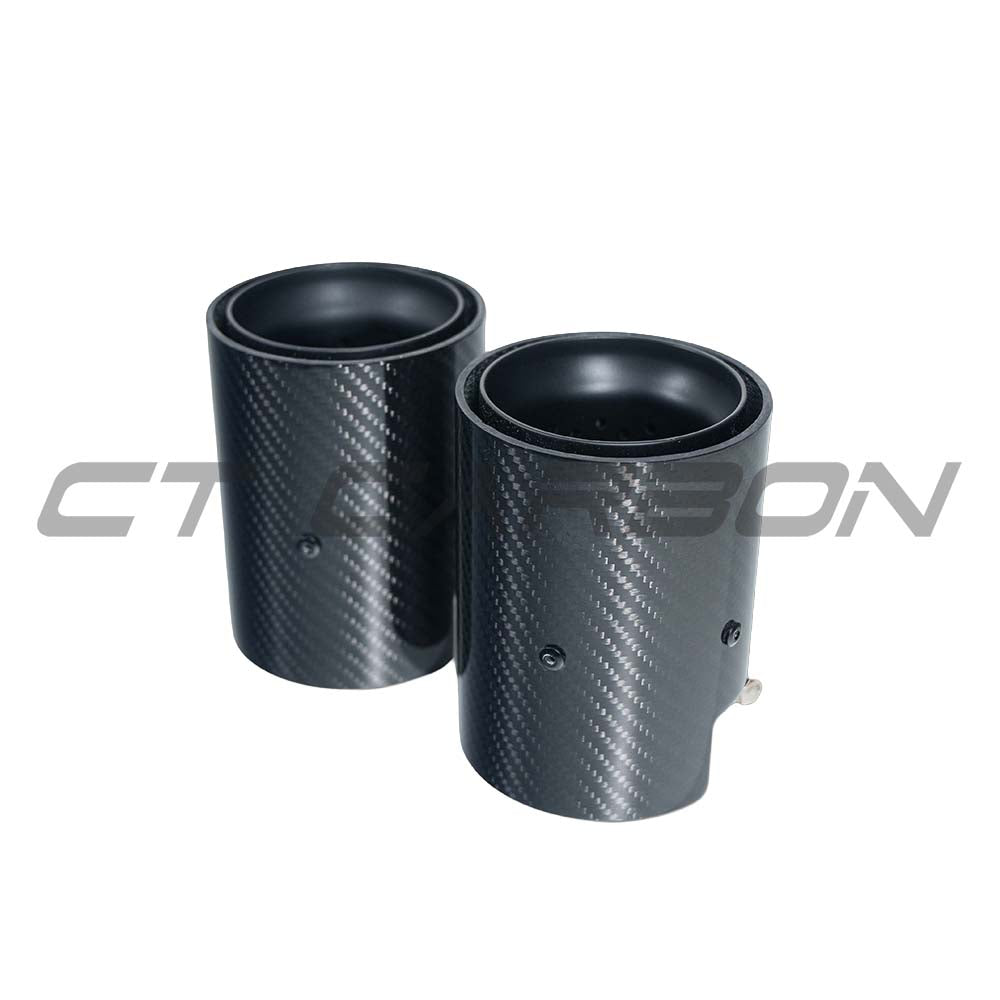 CT CARBON BMW F20/F21/F22/F23/F30/F31/F32/F33 CARBON EXHAUST TIPS - MATTE BLACK (SET OF 2) | SWISS HOMOLOGATED