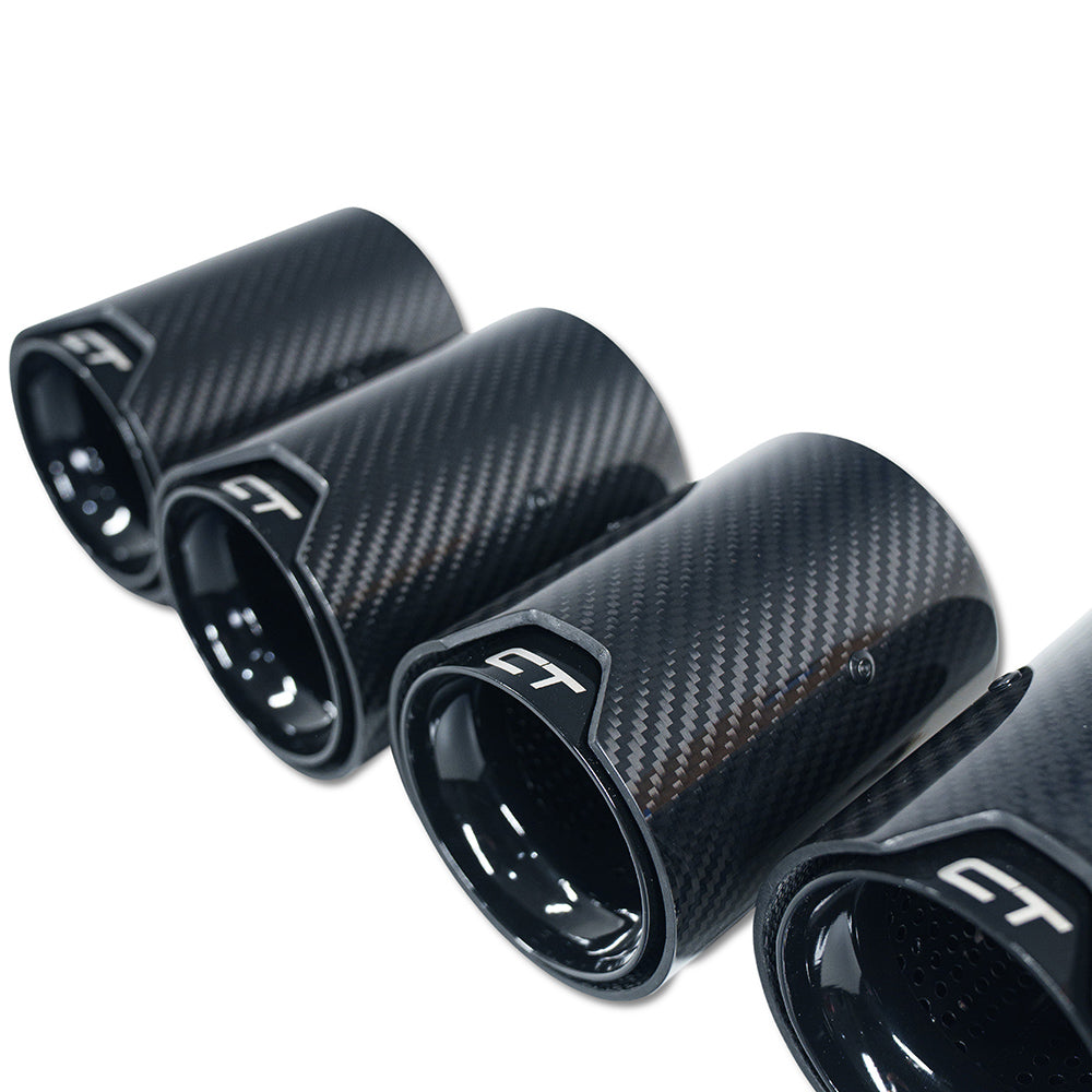 CT CARBON BMW M2/M3/M4/M5 F10/F80/F82/F83/F87 CARBON FIBRE EXHAUST TIPS - BLACK X4 | SWISS HOMOLOGATED