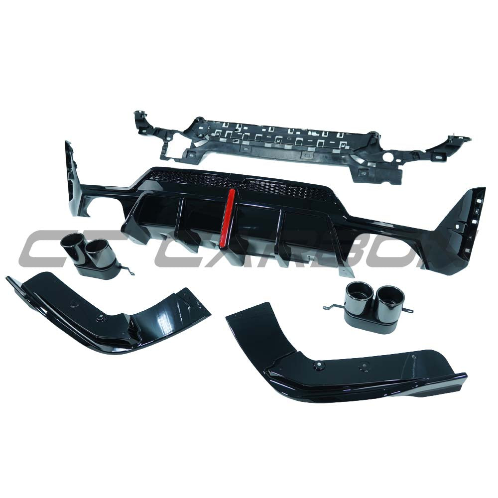 CT CARBON BMW 3 SERIES G20/G21 GLOSS BLACK LCI DIFFUSER (ROUND TIPS) | SWISS HOMOLOGATED