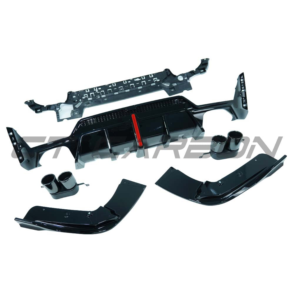 CT CARBON BMW 3 SERIES G20/G21 GLOSS BLACK LCI DIFFUSER (ROUND TIPS) | SWISS HOMOLOGATED