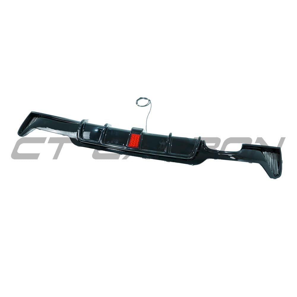 CT CARBON BMW 4 SERIES F32/F33/F36 GLOSS BLACK TWIN LEFT EXHAUST DIFFUSER WITH LED - V3 | SWISS HOMOLOGATED