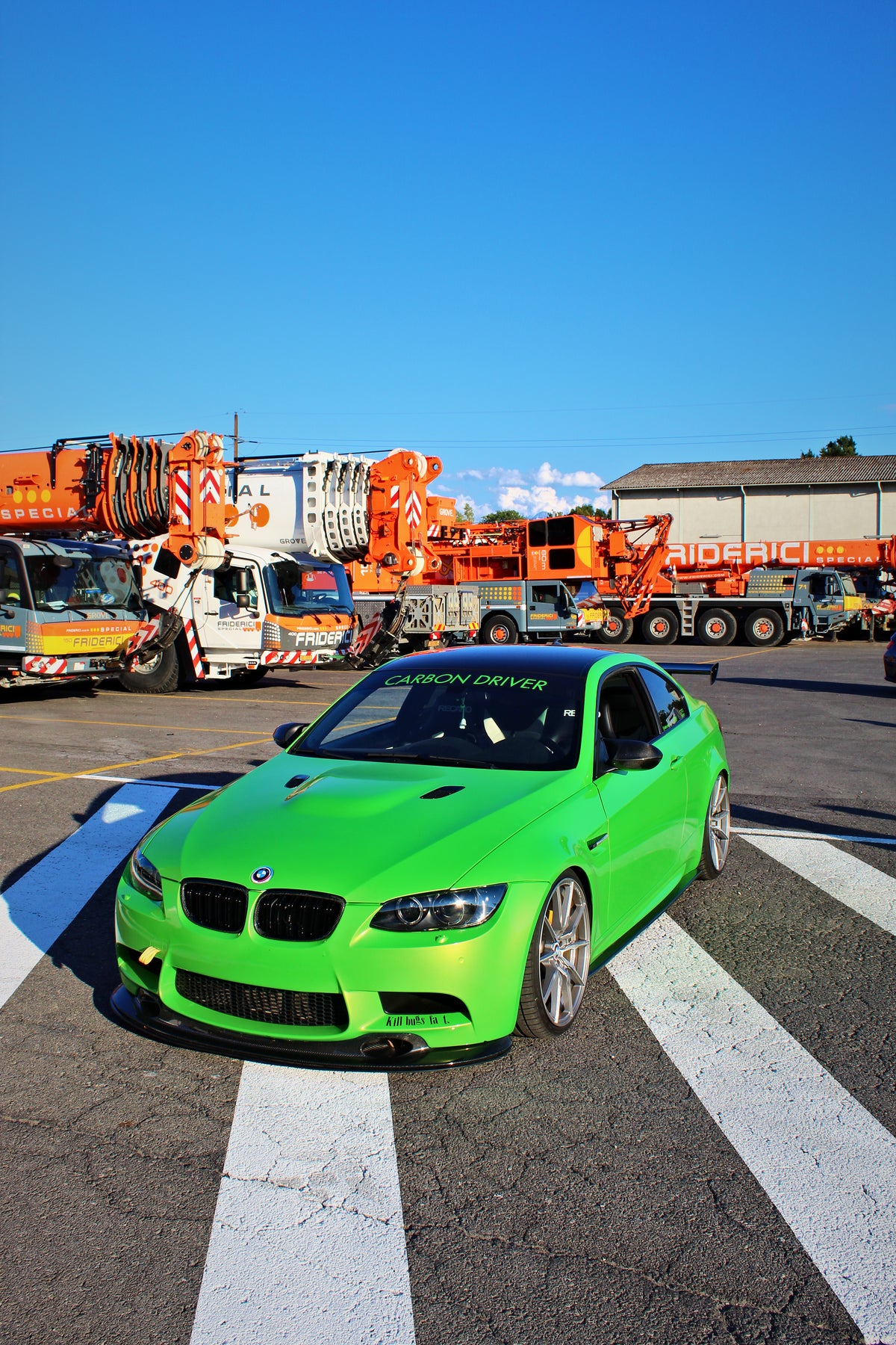 Carbon Production GT4 front lip on BMW M3 E92 - 3/4 front view