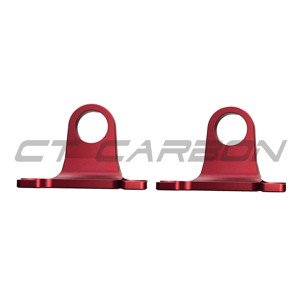 CT CARBON LAND ROVER DEFENDER L663 90/110/130 RED ALUMINIUM TOW HOOKS | NO HOMOLOGATION