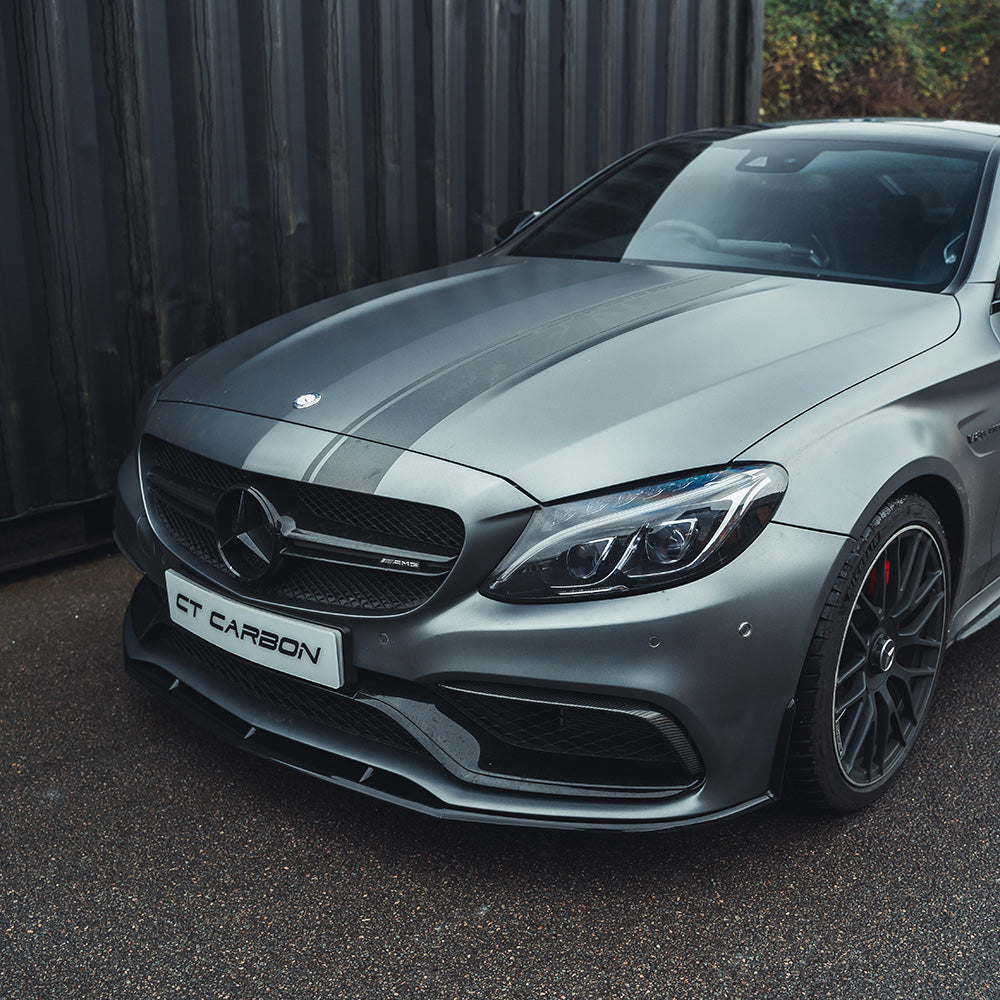 CT CARBON MERCEDES W205 C63 COUPE 2015-2018 GLOSS BLACK SPLITTER - V1 | HOMOLOGATION IN PROCESS