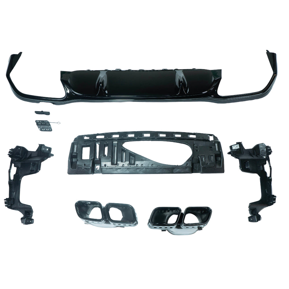 CT CARBON MERCEDES W213 2020-2023 E-CLASS GLOSS BLACK DIFFUSER & TIPS | SWISS HOMOLOGATED