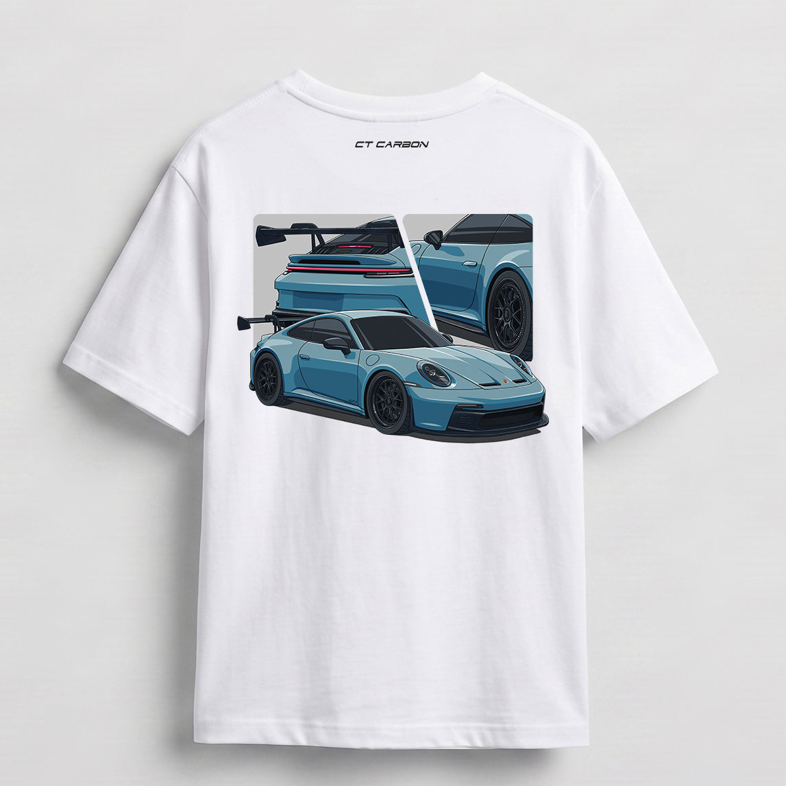 CT CARBON PORSCHE 992.1 GT3 GRAPHIC T-SHIRT - WHITE
