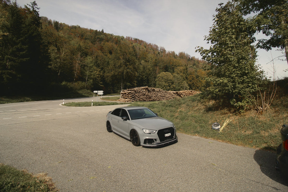 Audi RS3 8V front 3/4 with CT Carbon front bumper trim