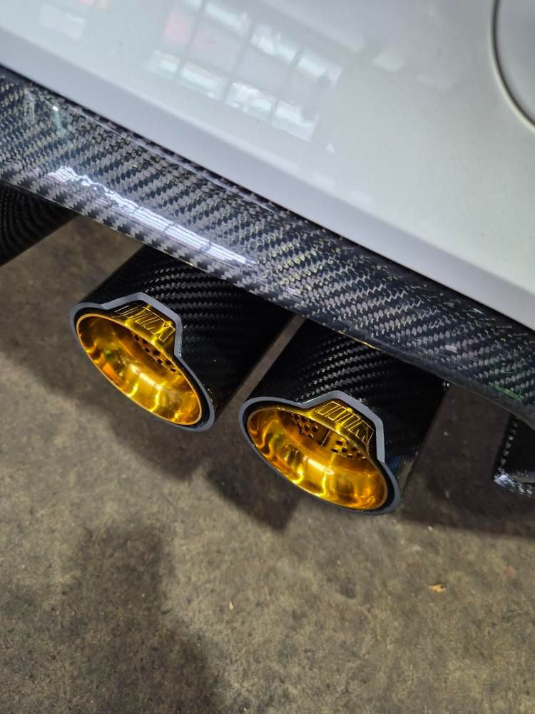 EXHAUST TIPS STAINLESS/CARBON 4PCS/SET F8X GOLD | SWISS HOMOLOGATED