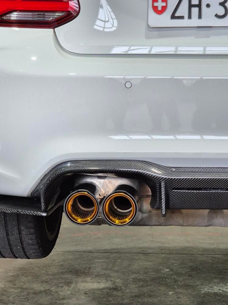 EXHAUST TIPS STAINLESS/CARBON 4PCS/SET F8X GOLD | SWISS HOMOLOGATED