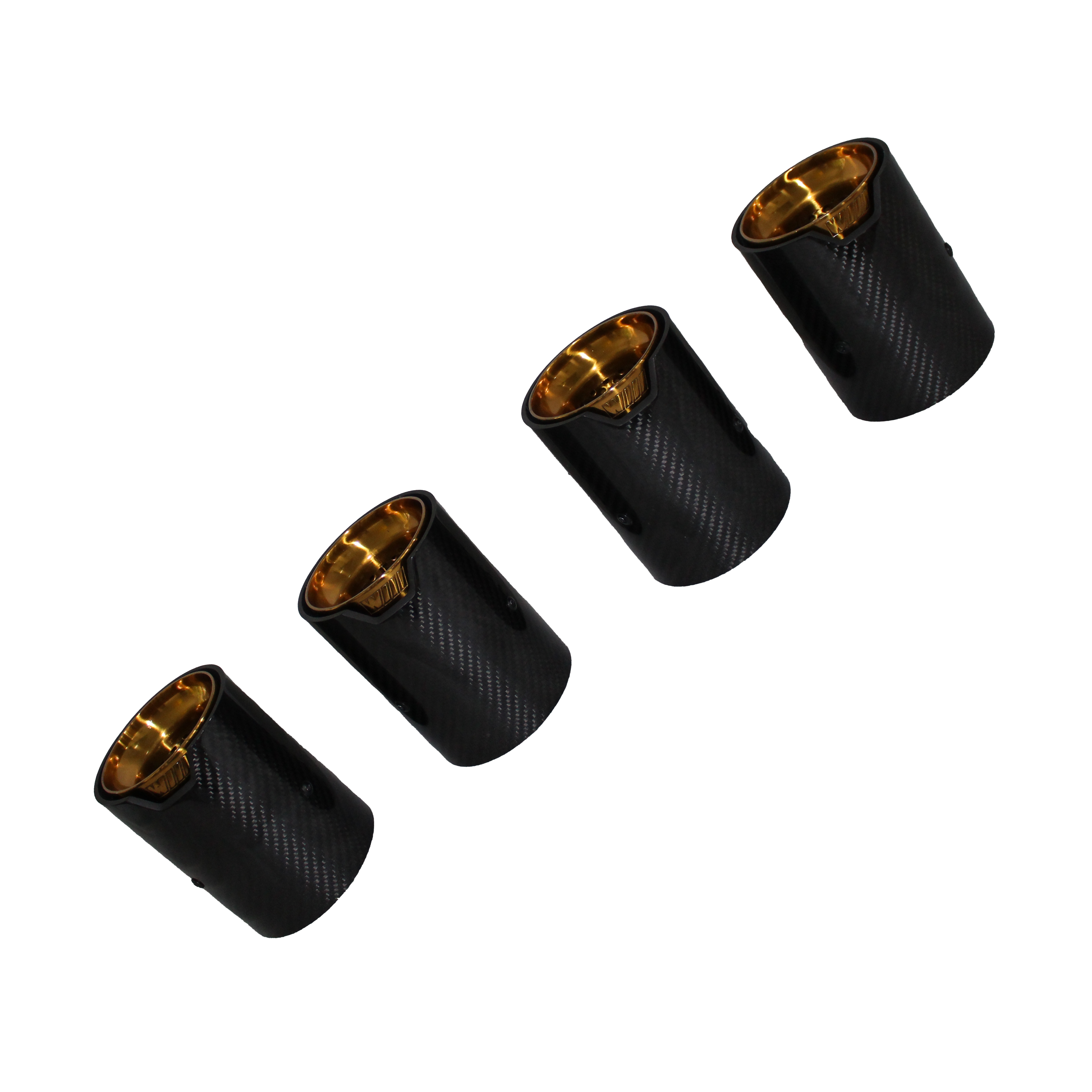 EXHAUST TIPS STAINLESS/CARBON 4PCS/SET F8X GOLD | SWISS HOMOLOGATED